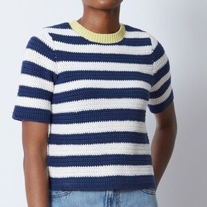 Staud Esther Crochet Knit Top